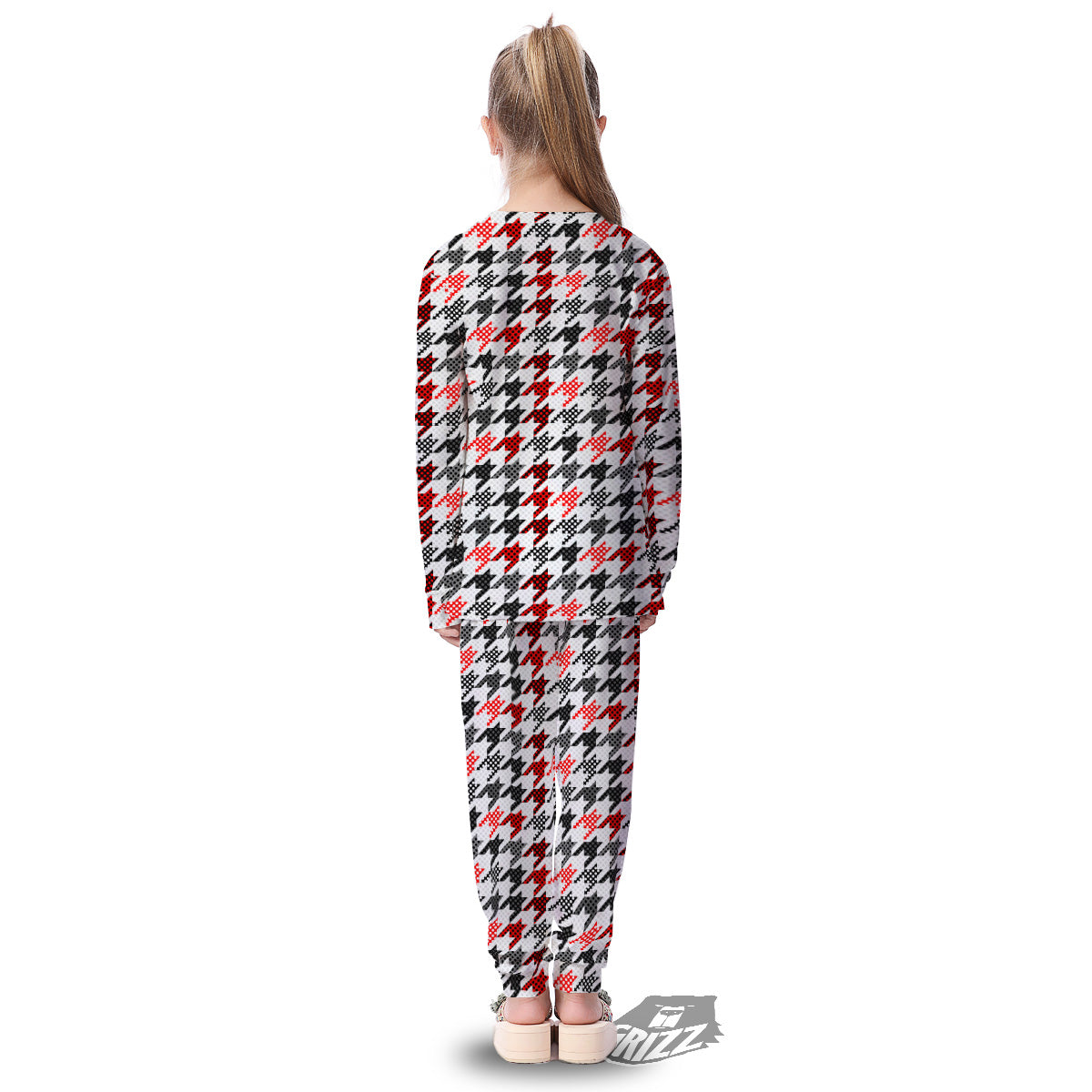 Classic Polka Dot In Houndstooth Print Pattern Kid's Pajamas-grizzshop