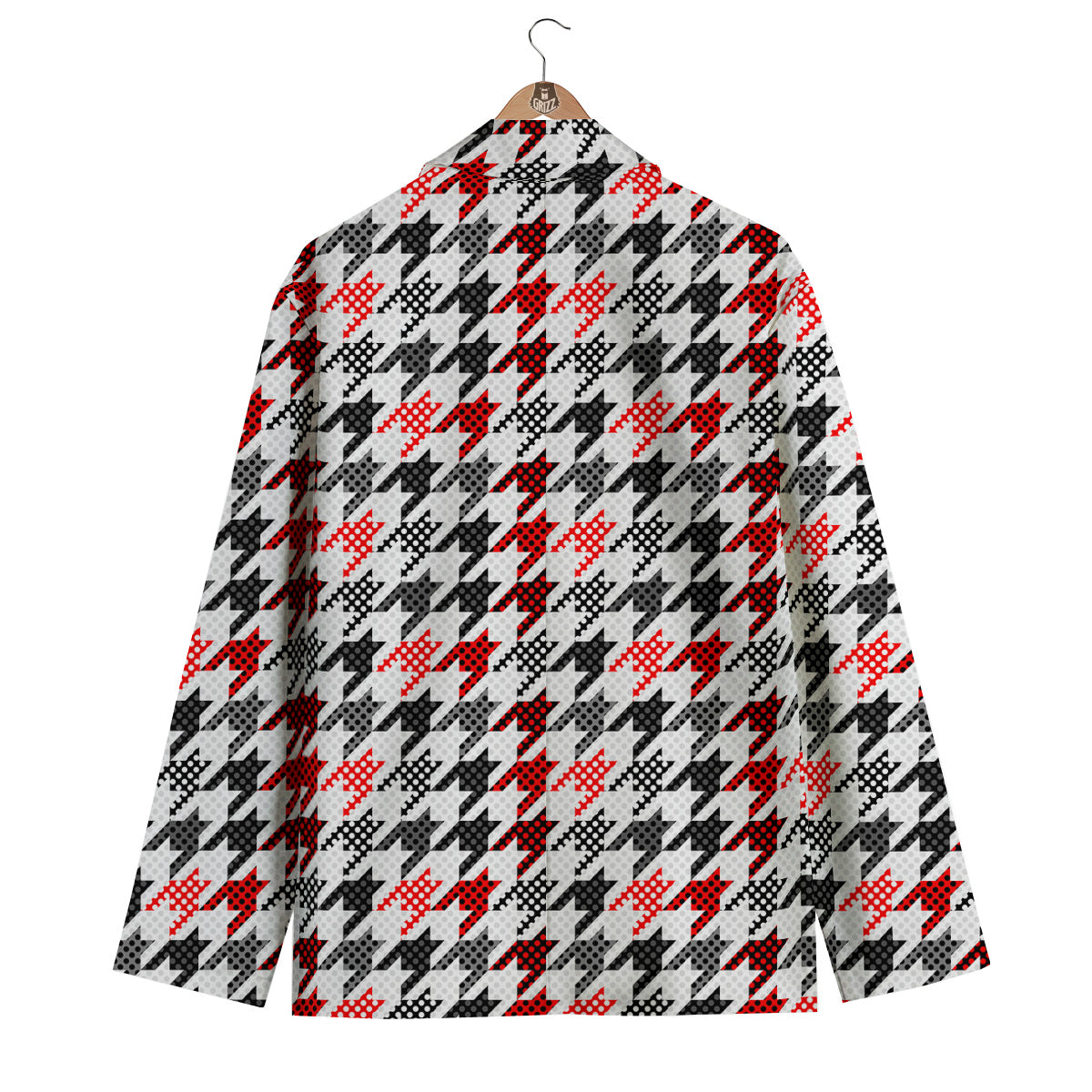 Classic Polka Dot In Houndstooth Print Pattern Men's Blazer-grizzshop