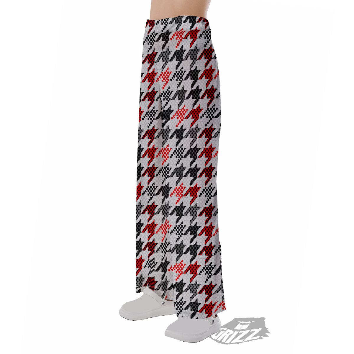 Classic Polka Dot In Houndstooth Print Pattern Pajama Pants-grizzshop