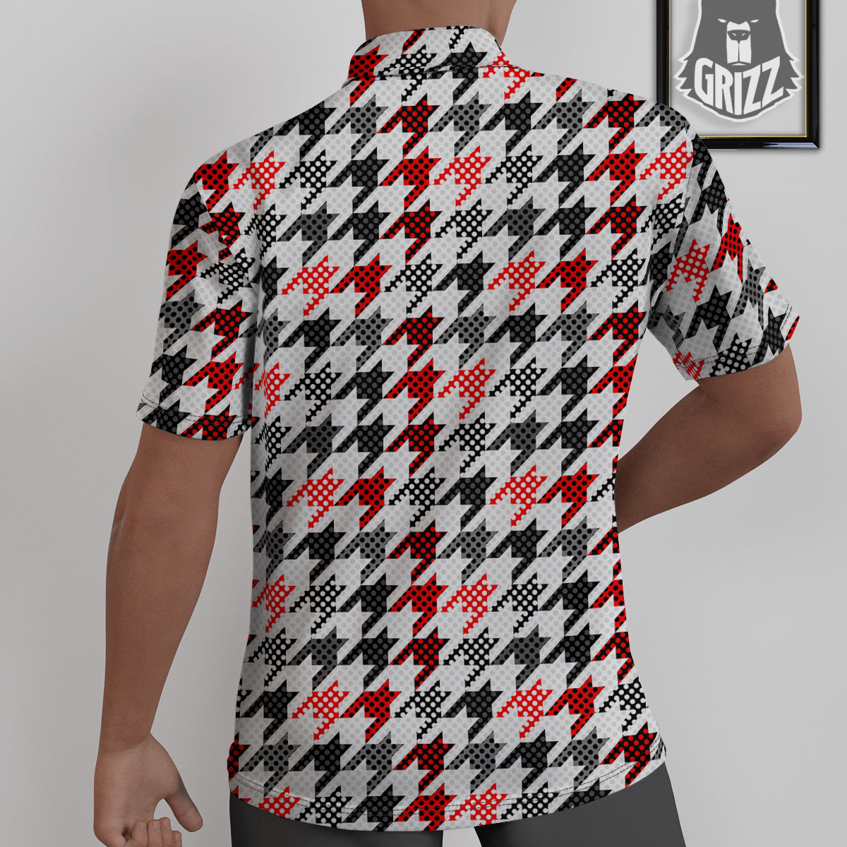 Classic Polka Dot In Houndstooth Print Pattern Untucked Shirts-grizzshop