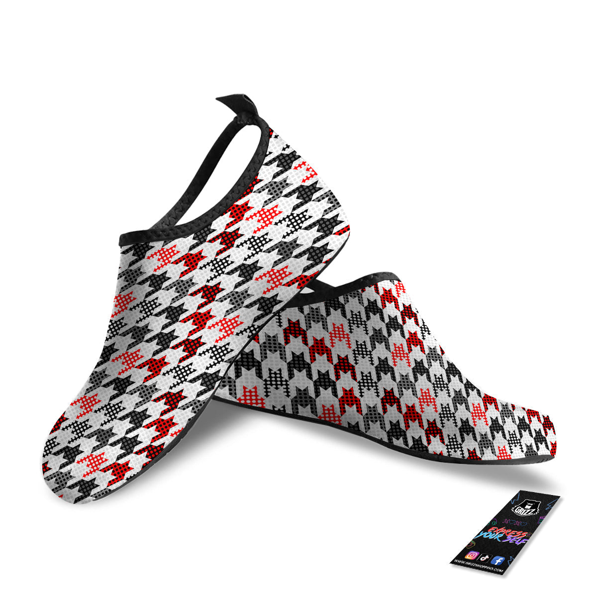 Classic Polka Dot In Houndstooth Print Pattern Water Shoes-grizzshop
