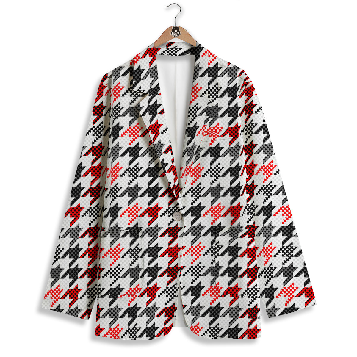 Classic Polka Dot In Houndstooth Print Pattern Women's Blazer-grizzshop