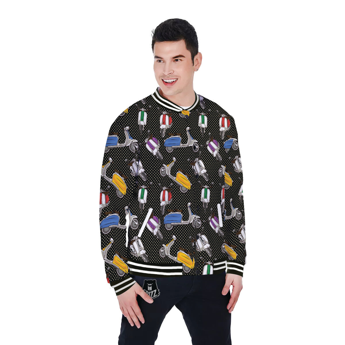 Classic Scooters Print Pattern Baseball Jacket-grizzshop