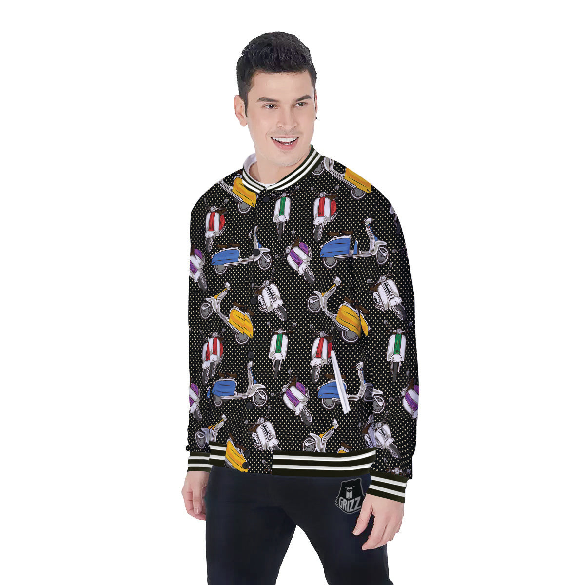 Classic Scooters Print Pattern Baseball Jacket-grizzshop