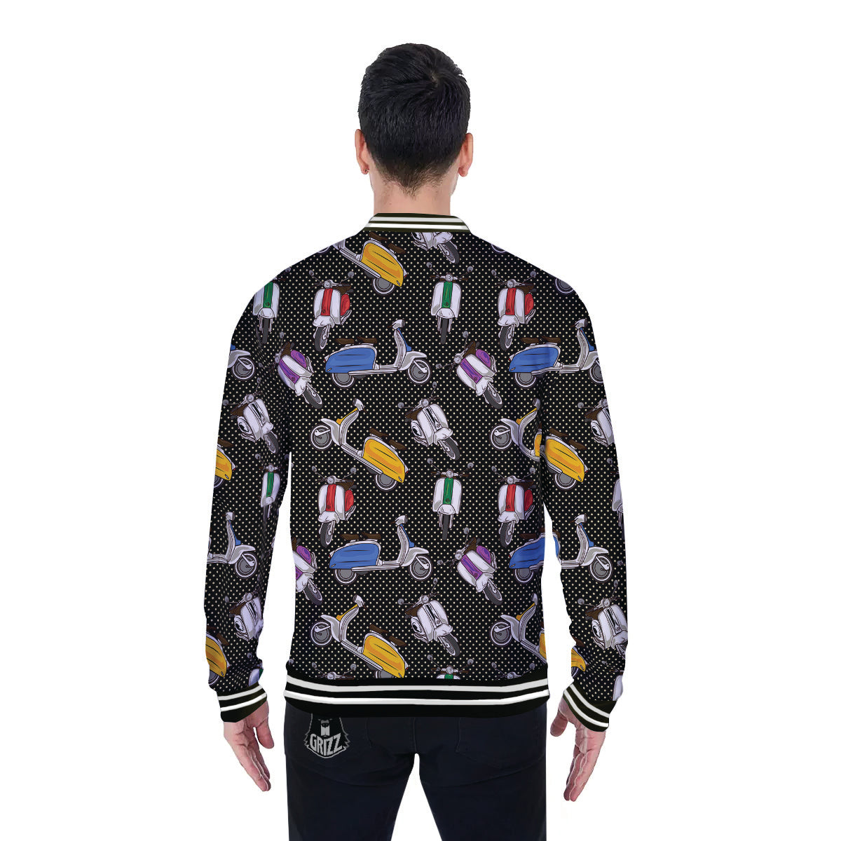 Classic Scooters Print Pattern Baseball Jacket-grizzshop