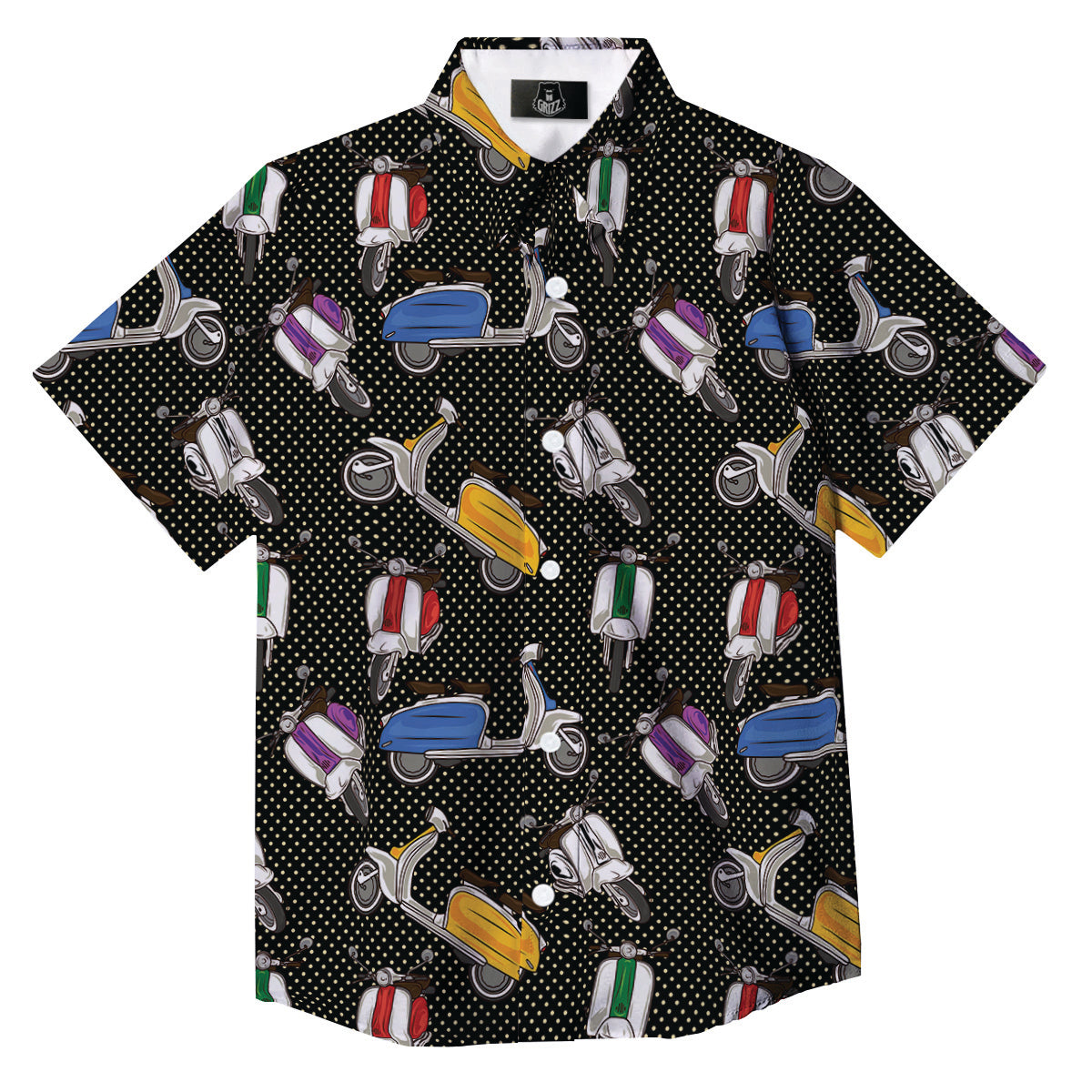 Classic Scooters Print Pattern Button Up Shirt-grizzshop