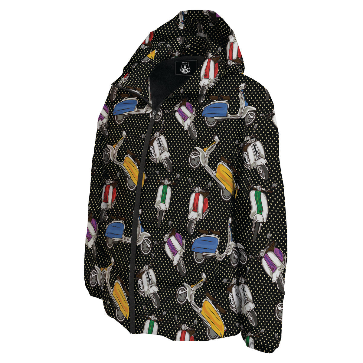 Classic Scooters Print Pattern Down Jacket-grizzshop