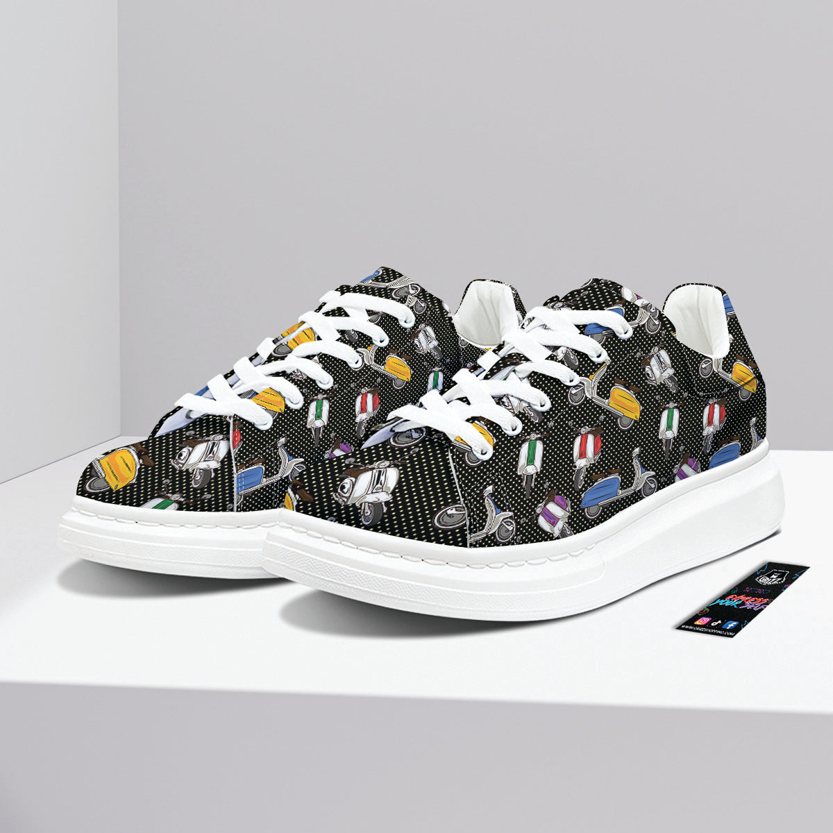 Classic Scooters Print Pattern Platform Shoes-grizzshop