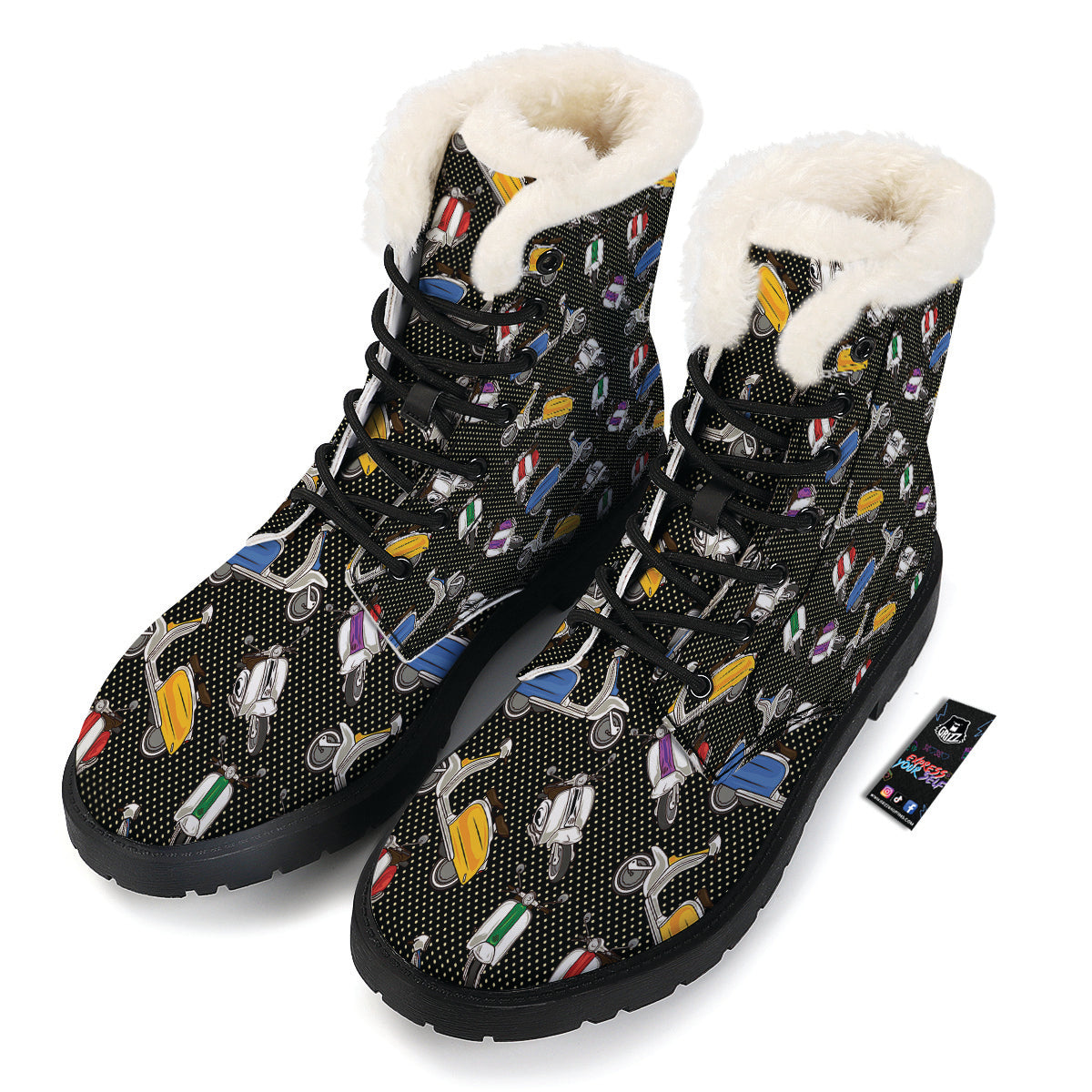 Classic Scooters Print Pattern Winter Boots-grizzshop