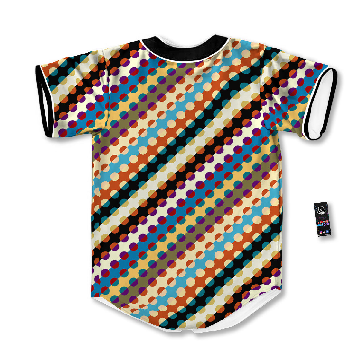Classic Stripe Polka Dot Print Pattern Baseball Jersey-grizzshop