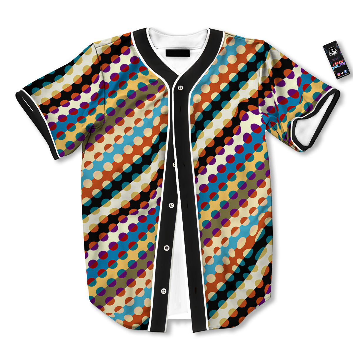 Classic Stripe Polka Dot Print Pattern Baseball Jersey-grizzshop