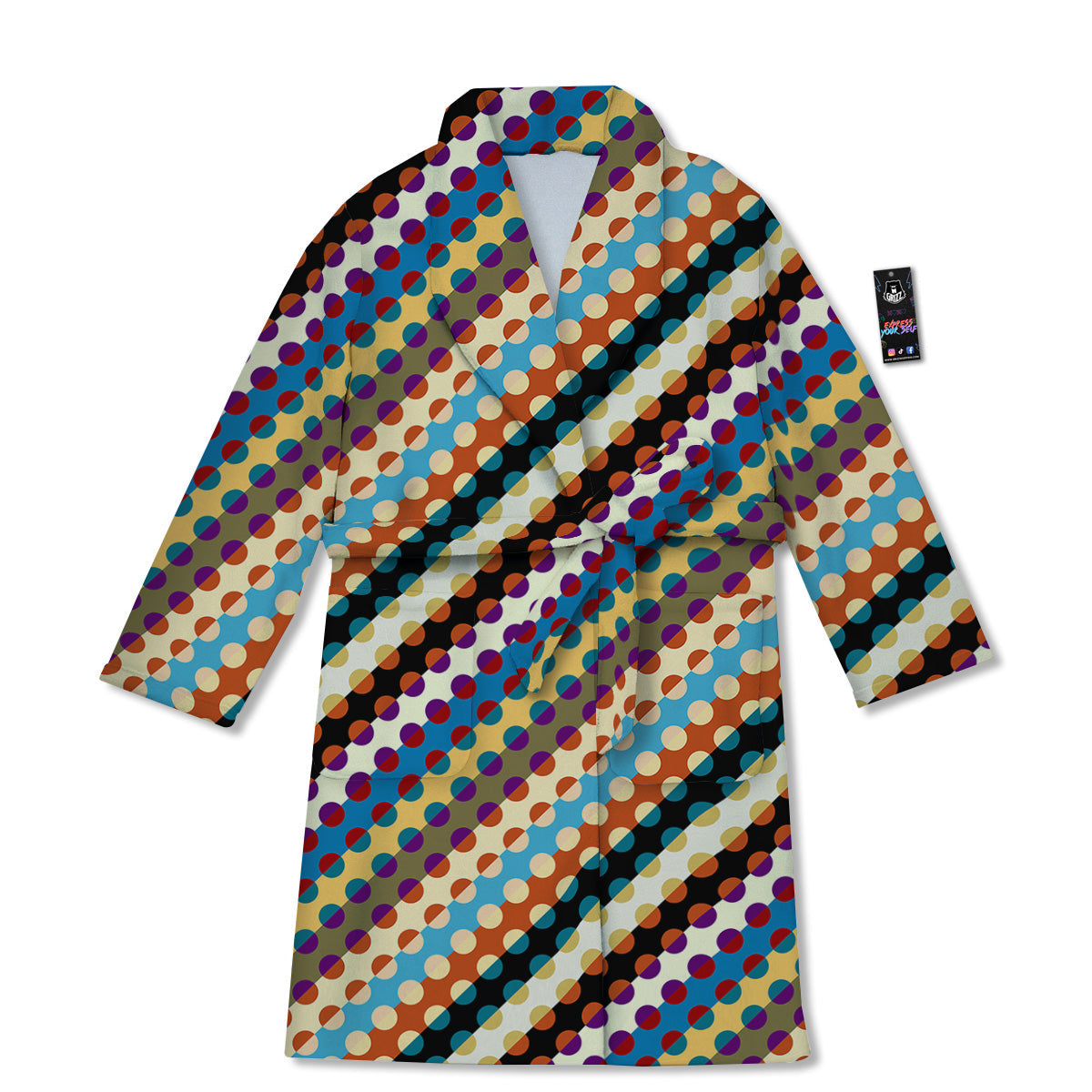 Classic Stripe Polka Dot Print Pattern Bathrobe-grizzshop