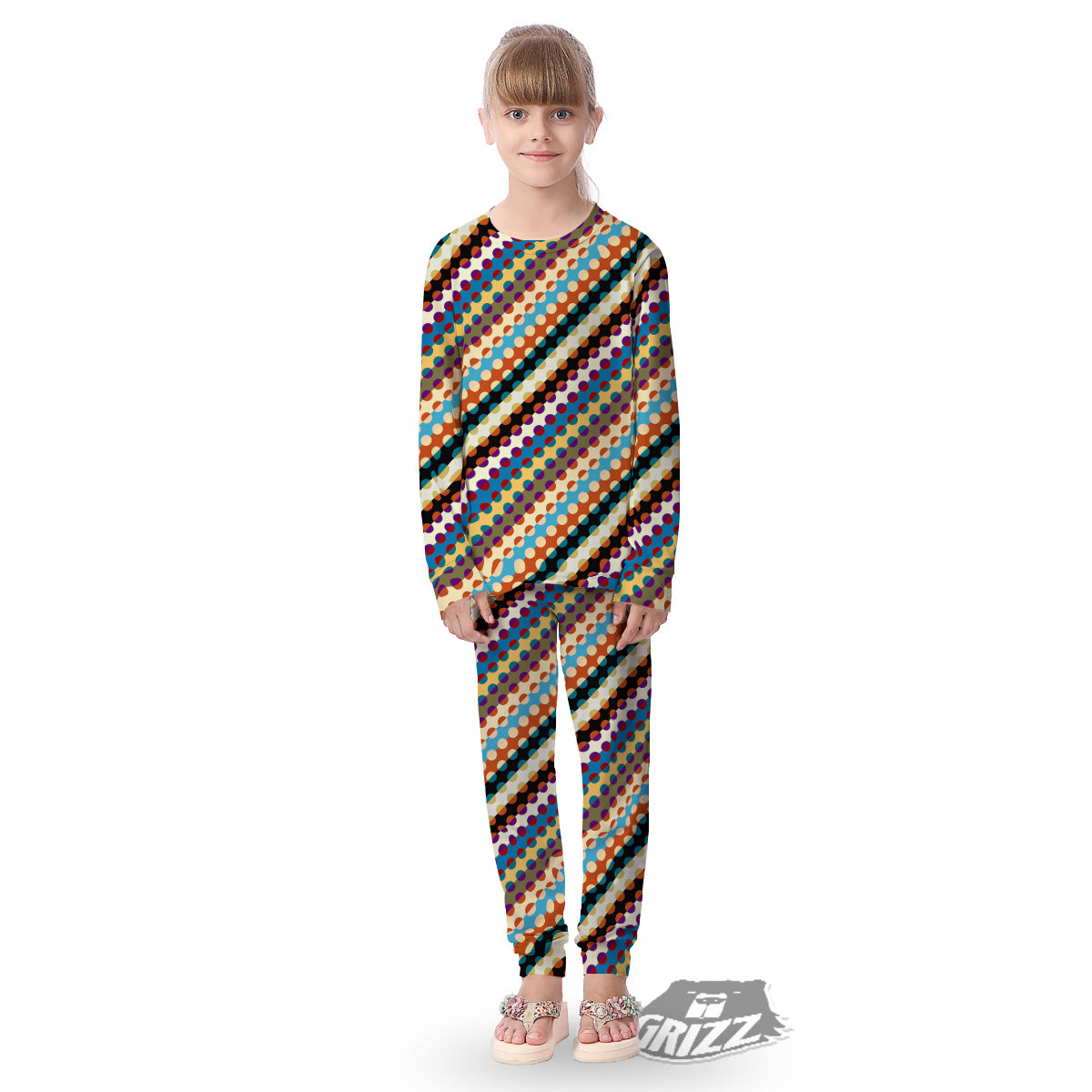 Classic Stripe Polka Dot Print Pattern Kid's Pajamas-grizzshop