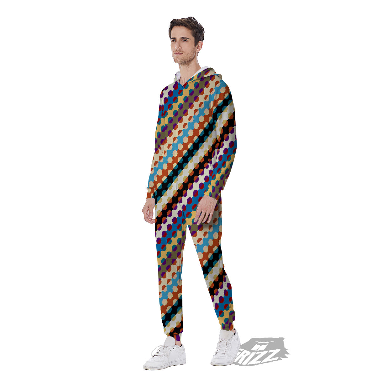 Classic Stripe Polka Dot Print Pattern Men's Jumpsuit-grizzshop