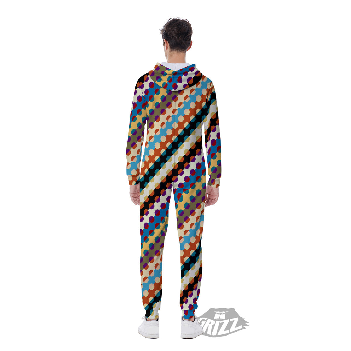 Classic Stripe Polka Dot Print Pattern Men's Jumpsuit-grizzshop