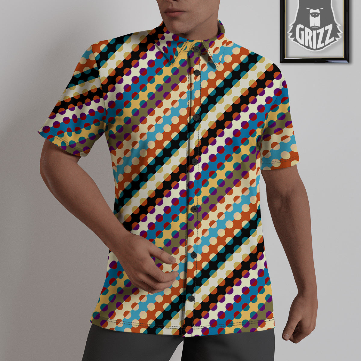 Classic Stripe Polka Dot Print Pattern Untucked Shirts-grizzshop