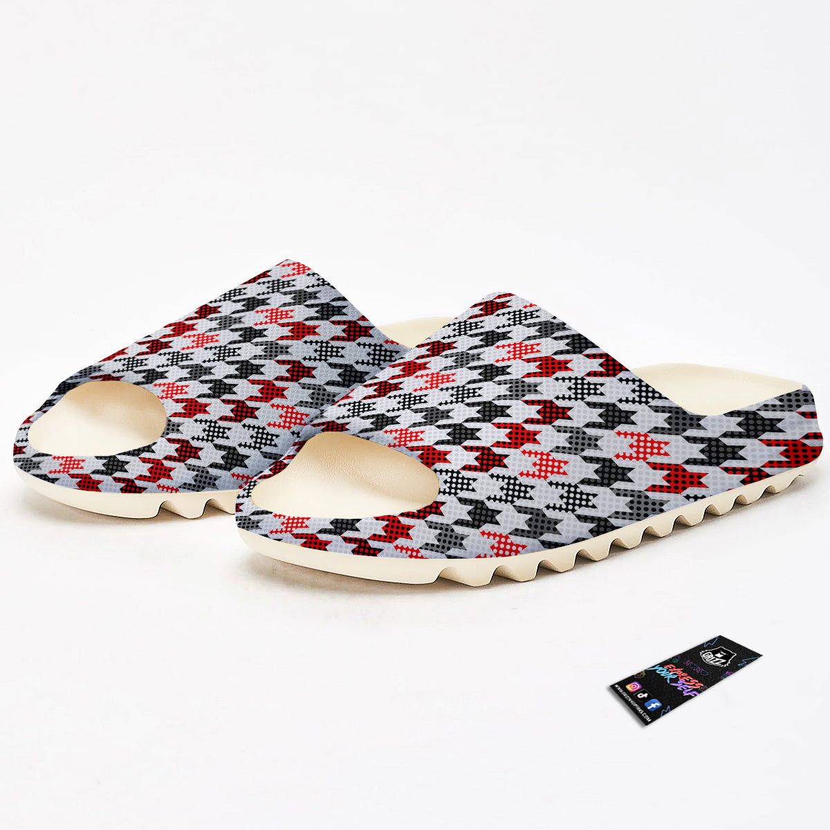 Classic Polka Dot In Houndstooth Print Pattern Sandals-grizzshop