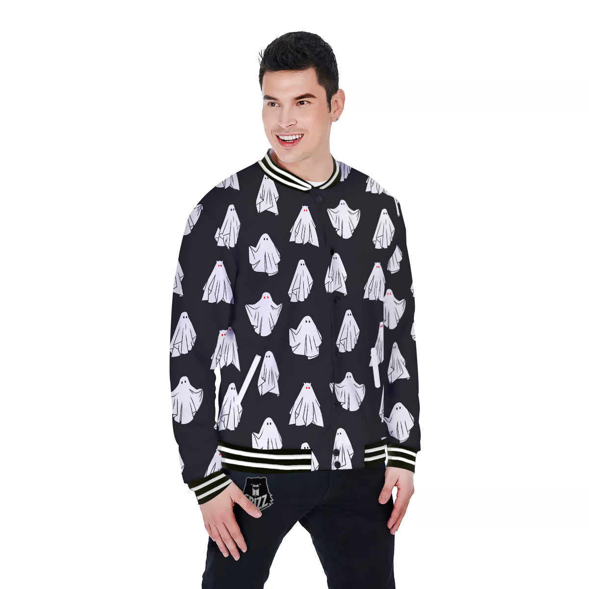 Cloth Ghosts Cartoon Print Pattern Baseball Jacket-grizzshop