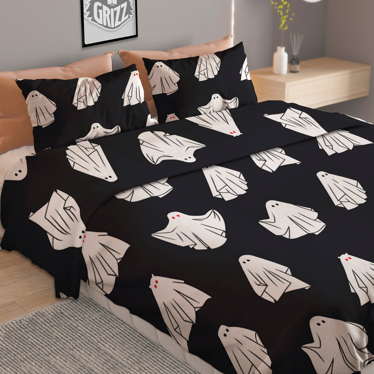 Cloth Ghosts Cartoon Print Pattern Duvet Cover Bedding Set