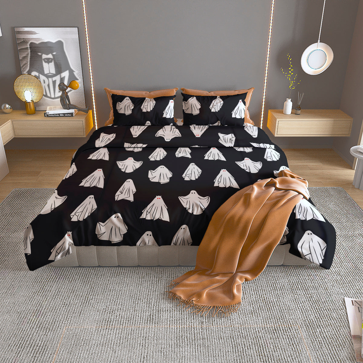 Cloth Ghosts Cartoon Print Pattern Duvet Cover Bedding Set
