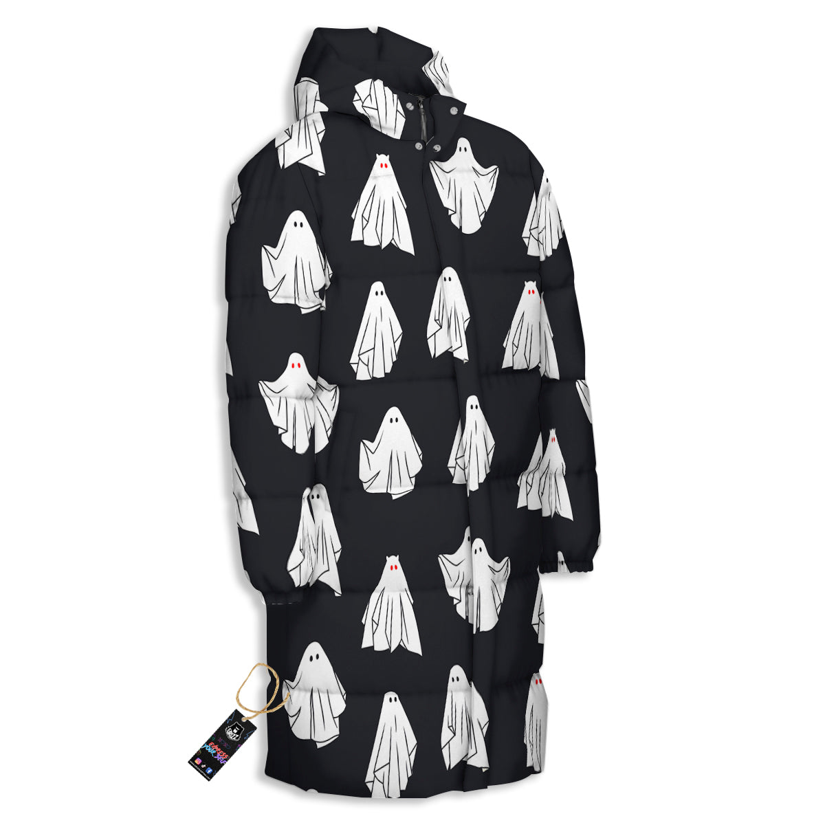 Cloth Ghosts Cartoon Print Pattern Long Down Jacket-grizzshop