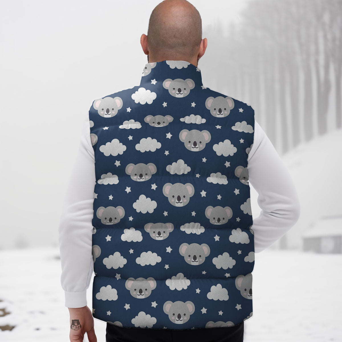 Cloud And Koala Bear Print Pattern Down Vest-grizzshop