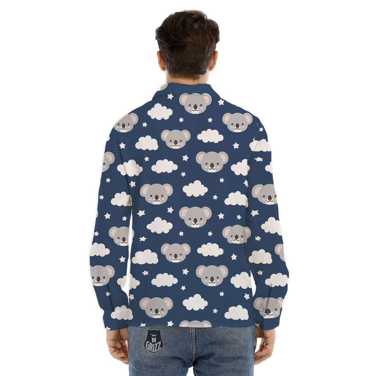 Cloud And Koala Bear Print Pattern Men's Dress Shirts-grizzshop