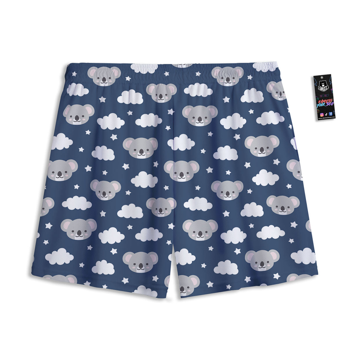 Cloud And Koala Bear Print Pattern Mesh Shorts-grizzshop