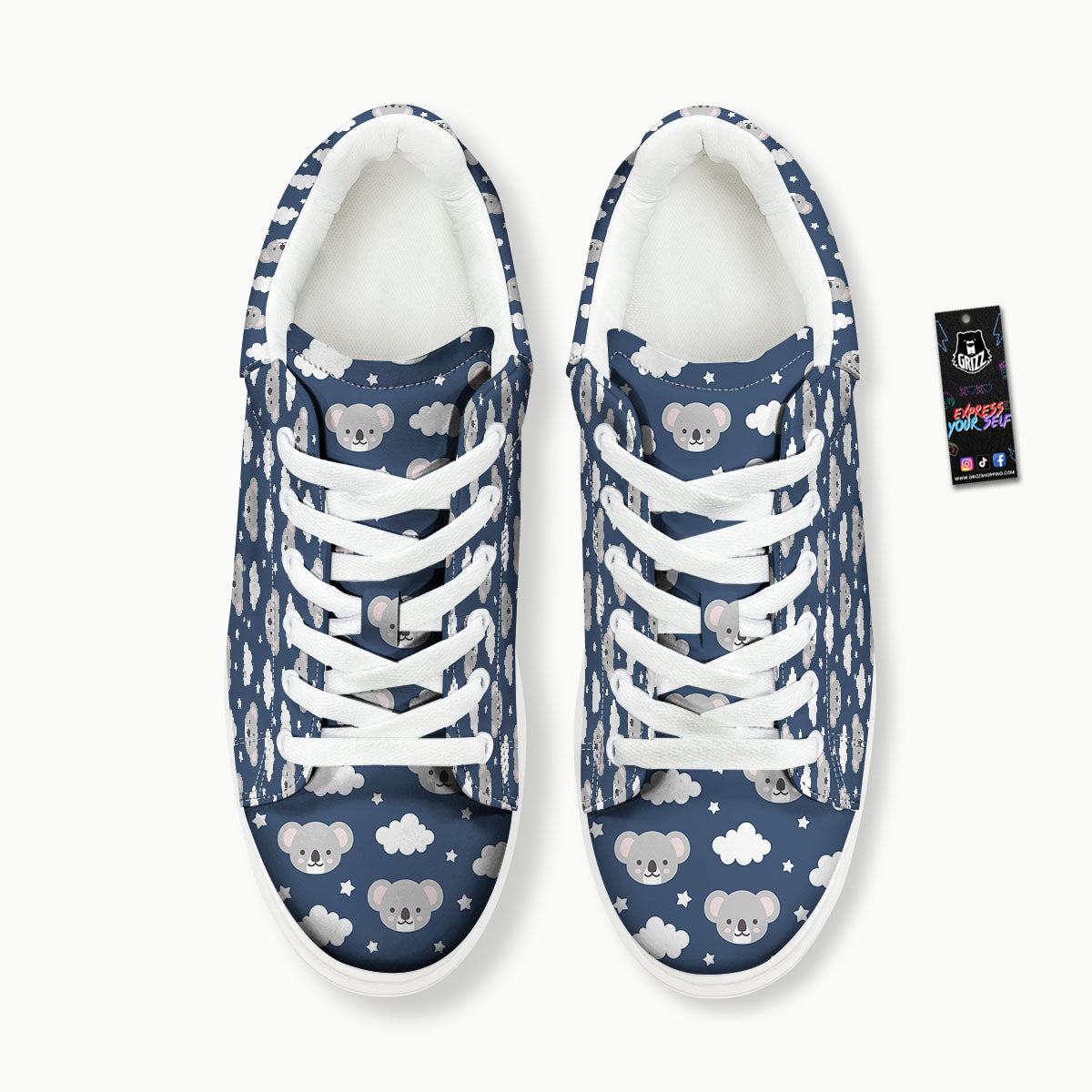 Cloud And Koala Bear Print Pattern Platform Shoes-grizzshop