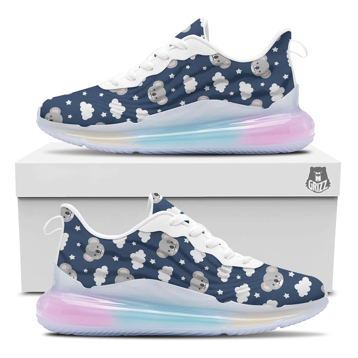 Cloud And Koala Bear Print Pattern Running Sneakers-grizzshop