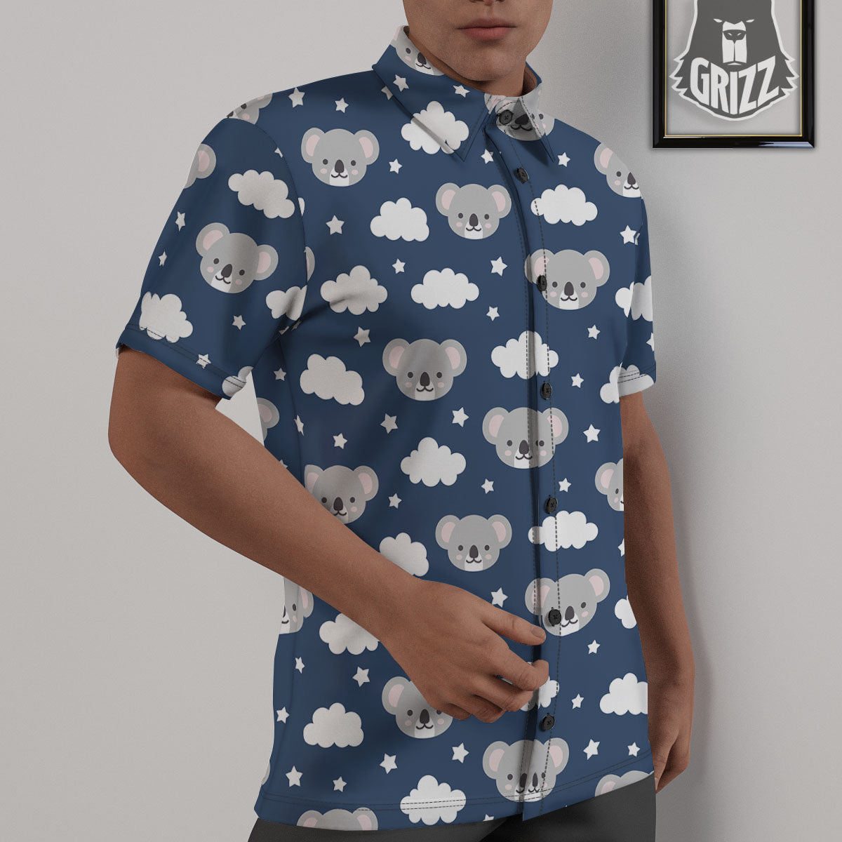 Cloud And Koala Bear Print Pattern Untucked Shirts-grizzshop