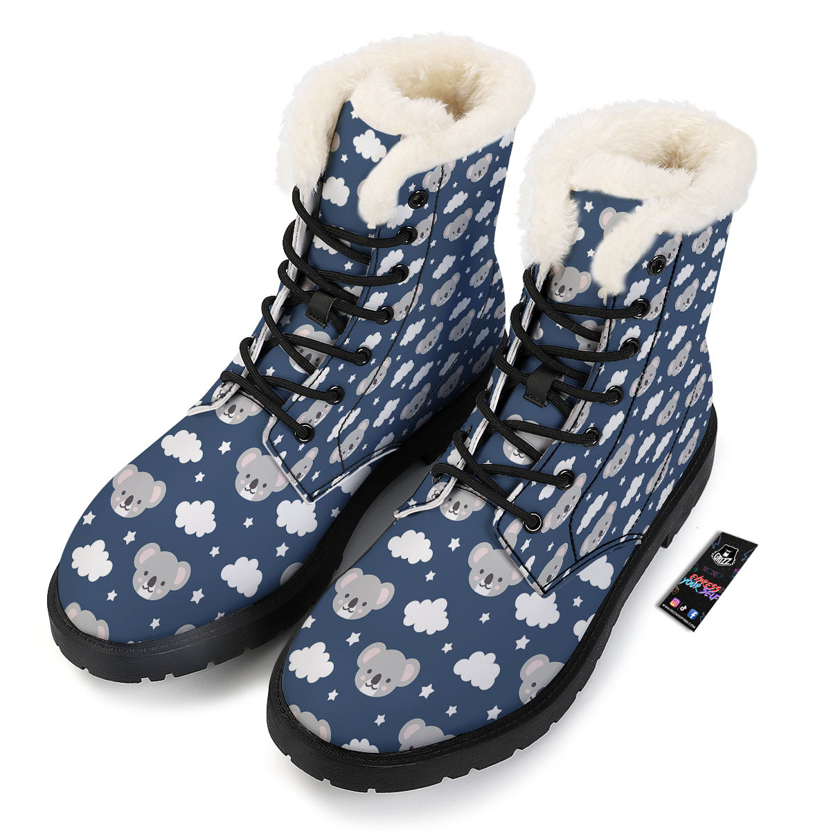 Cloud And Koala Bear Print Pattern Winter Boots-grizzshop