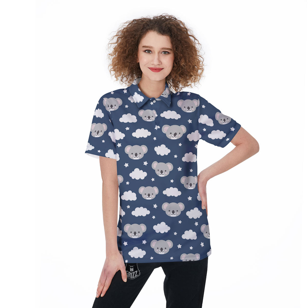 Cloud And Koala Bear Print Pattern Women's Golf Shirts-grizzshop