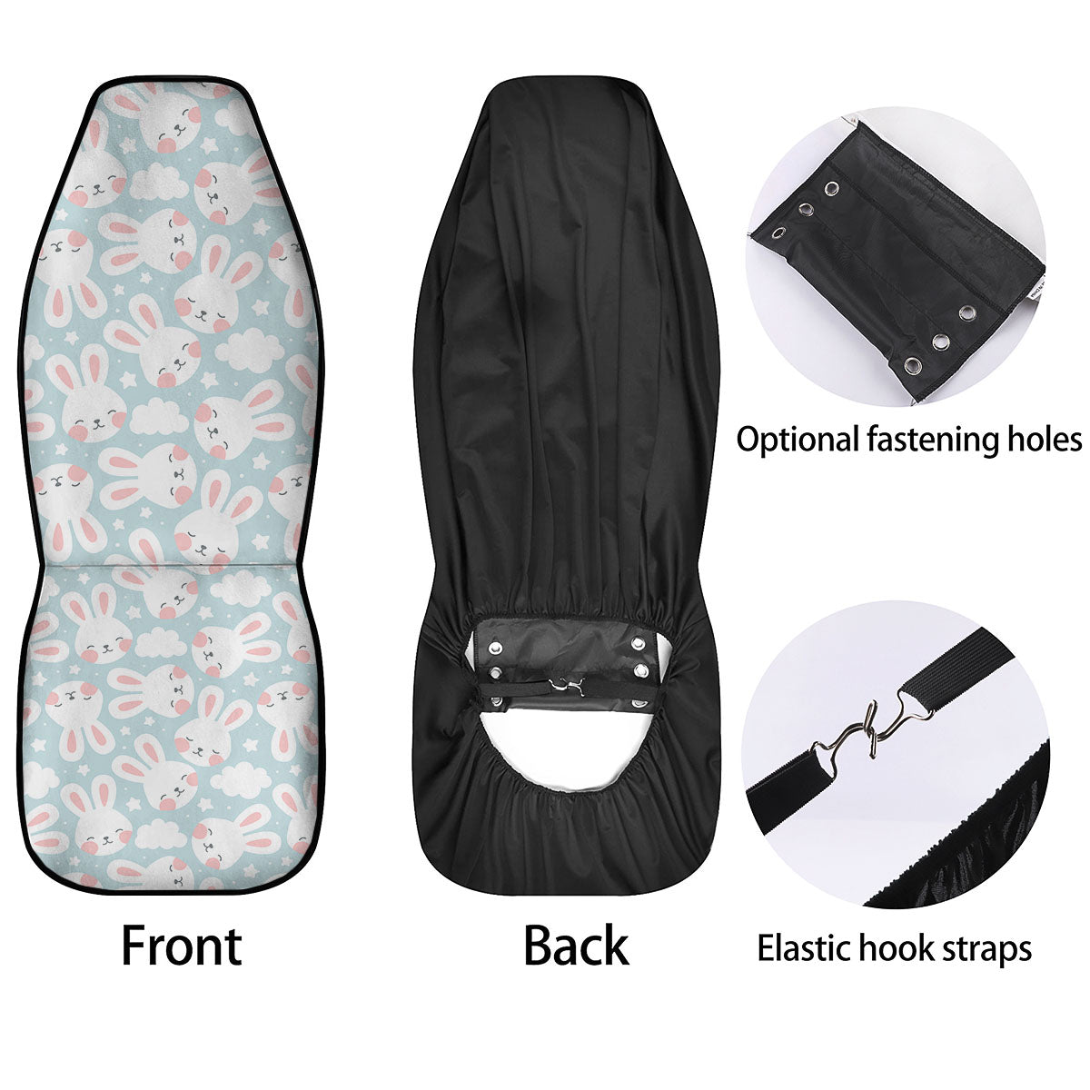 Cloud And Rabbit Print Pattern Car Seat Covers-grizzshop
