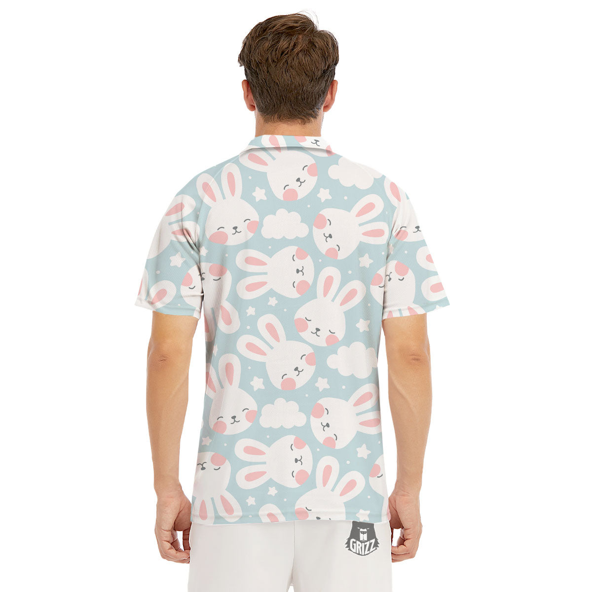 Cloud And Rabbit Print Pattern Men's Golf Shirts-grizzshop