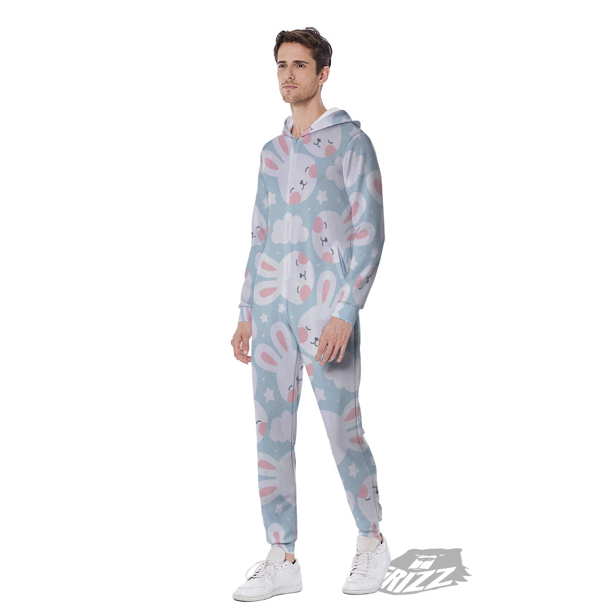 Cloud And Rabbit Print Pattern Men's Jumpsuit-grizzshop