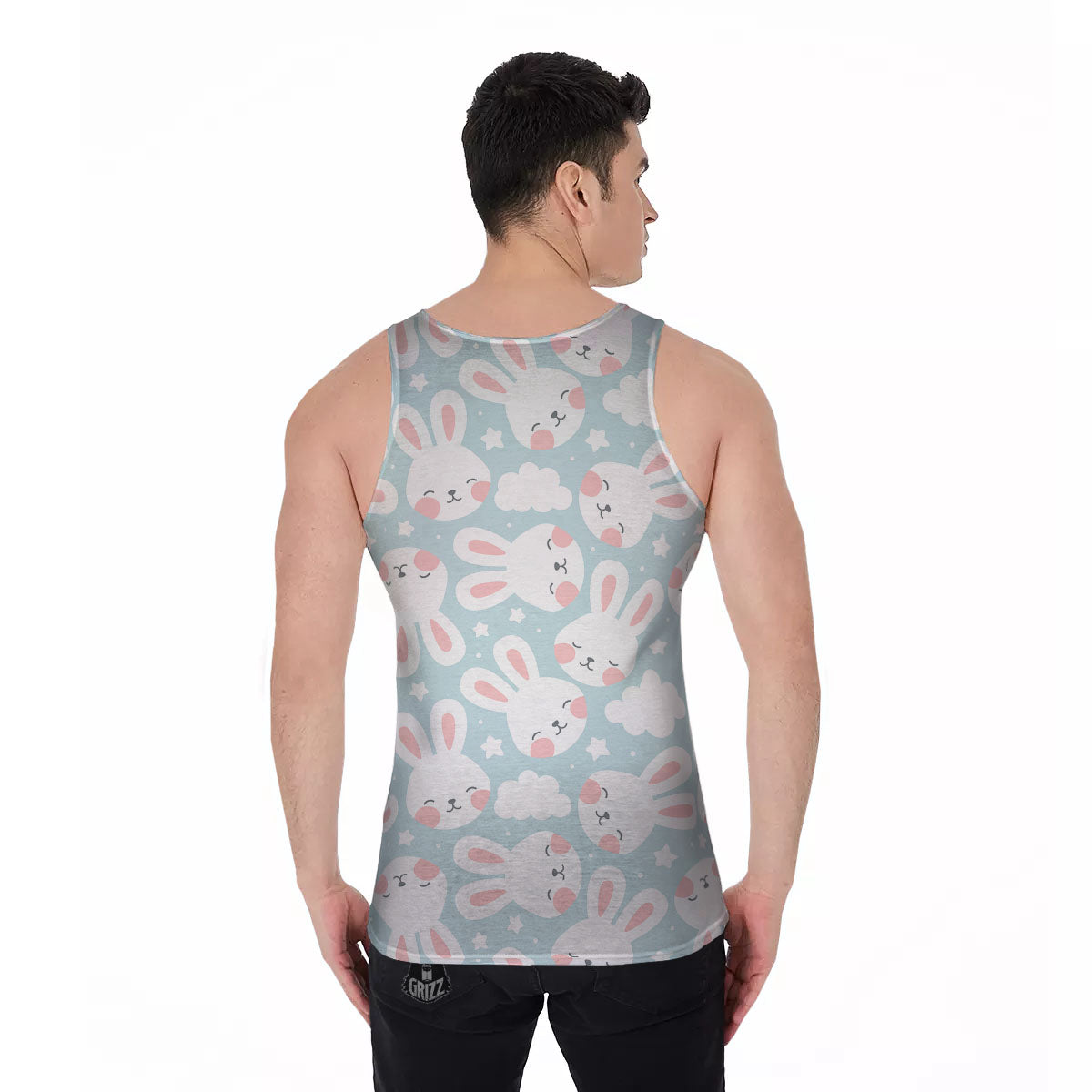 Cloud And Rabbit Print Pattern Men's Tank Top-grizzshop