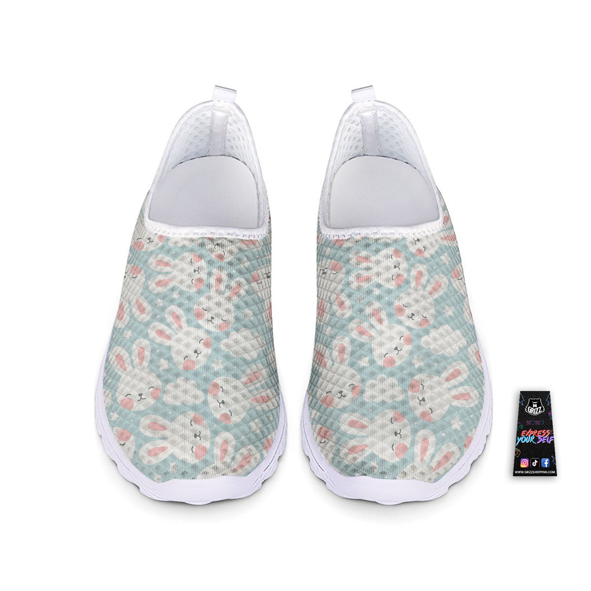 Cloud And Rabbit Print Pattern Nurse Shoes-grizzshop