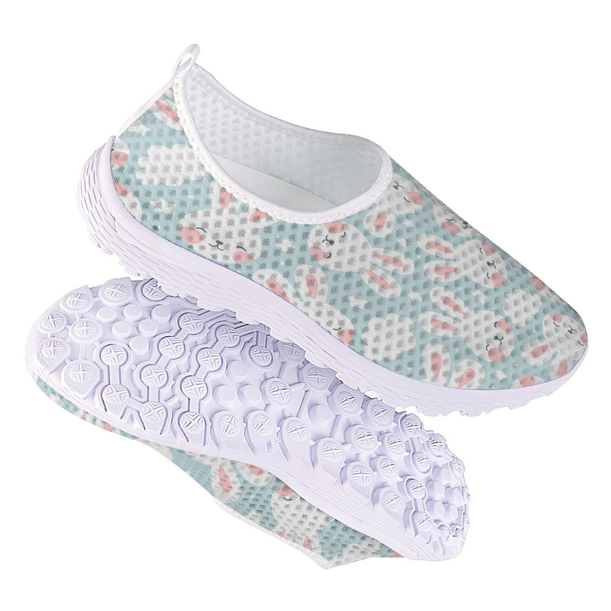 Cloud And Rabbit Print Pattern Nurse Shoes-grizzshop