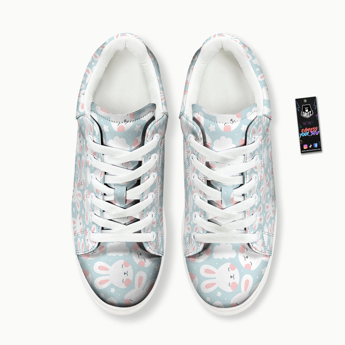 Cloud And Rabbit Print Pattern Platform Shoes-grizzshop