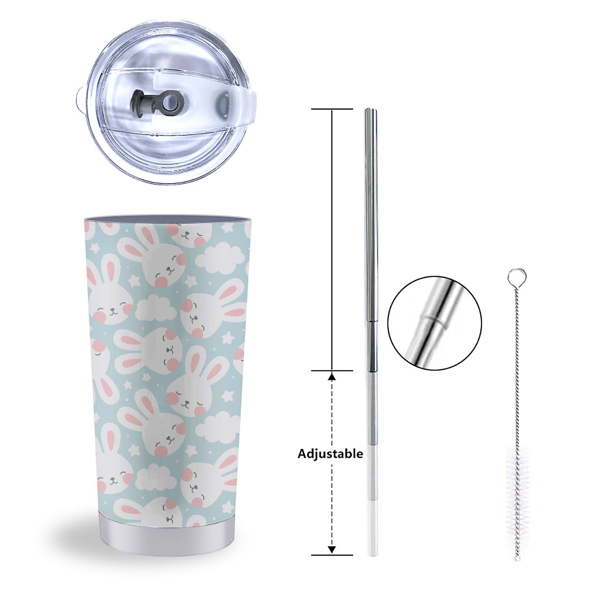 Cloud And Rabbit Print Pattern Tumbler-grizzshop