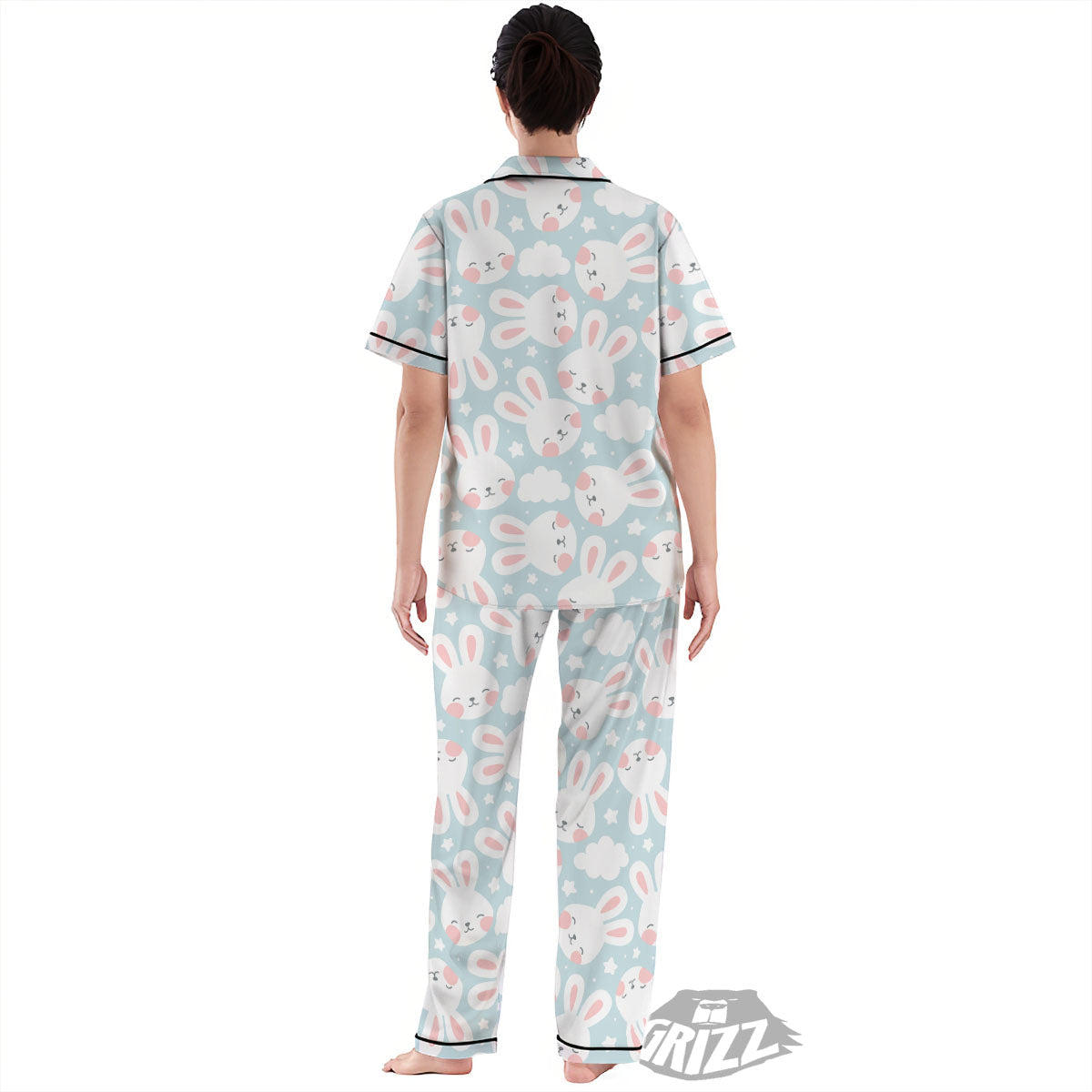 Cloud And Rabbit Print Pattern Women's Pajamas Set-grizzshop