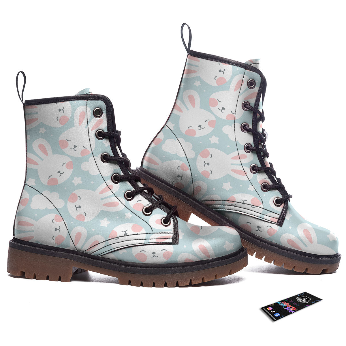 Cloud And Rabbit Print Pattern Work Boots-grizzshop