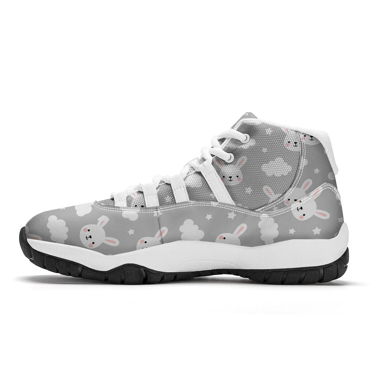 Cloud Bunny Rabbit Pattern Print White Bball Shoes-grizzshop