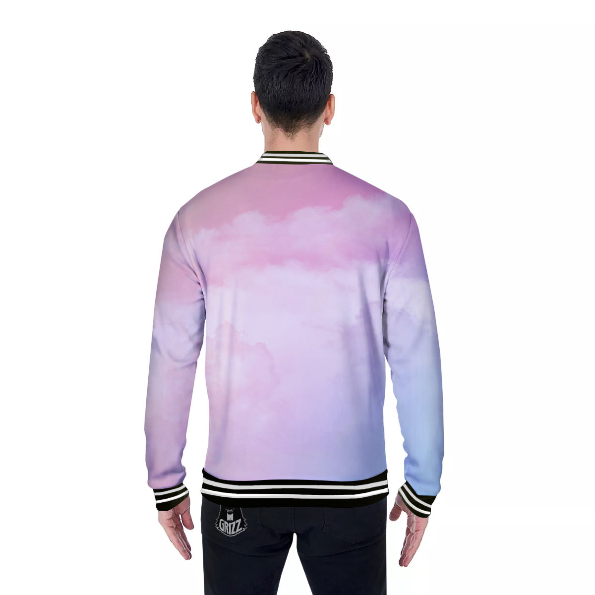 Cloud Coloful Print Baseball Jacket-grizzshop