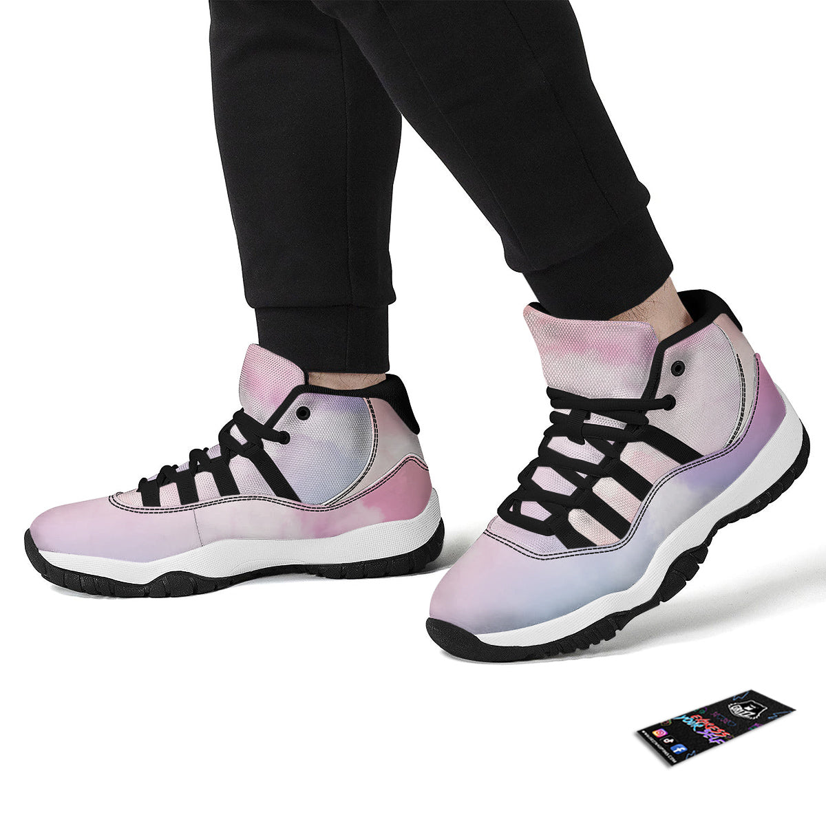 Cloud Coloful Print Black Bball Shoes-grizzshop