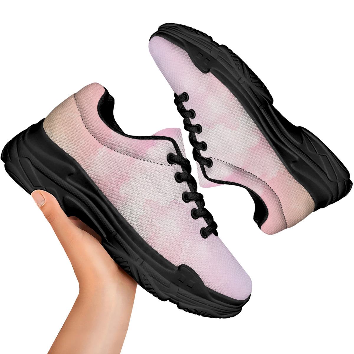 Cloud Coloful Print Black Chunky Shoes-grizzshop