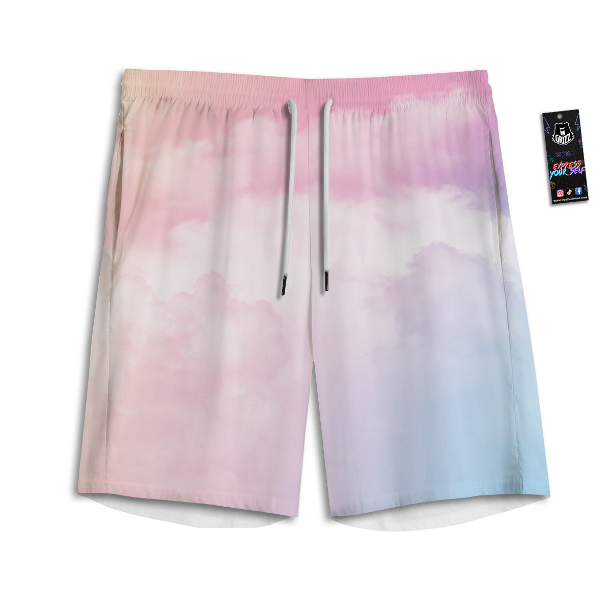 Cloud Coloful Print Men's Athletic Shorts