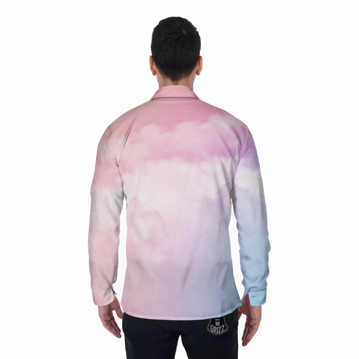 Cloud Coloful Print Men's Long Sleeve Shirts-grizzshop