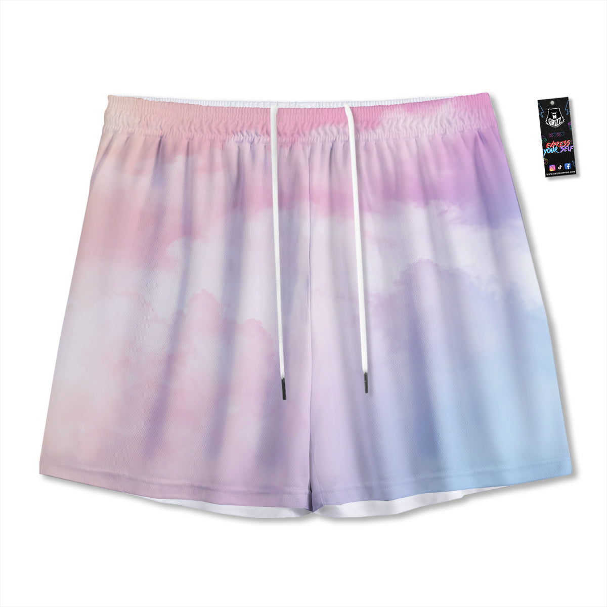 Cloud Coloful Print Mesh Shorts-grizzshop